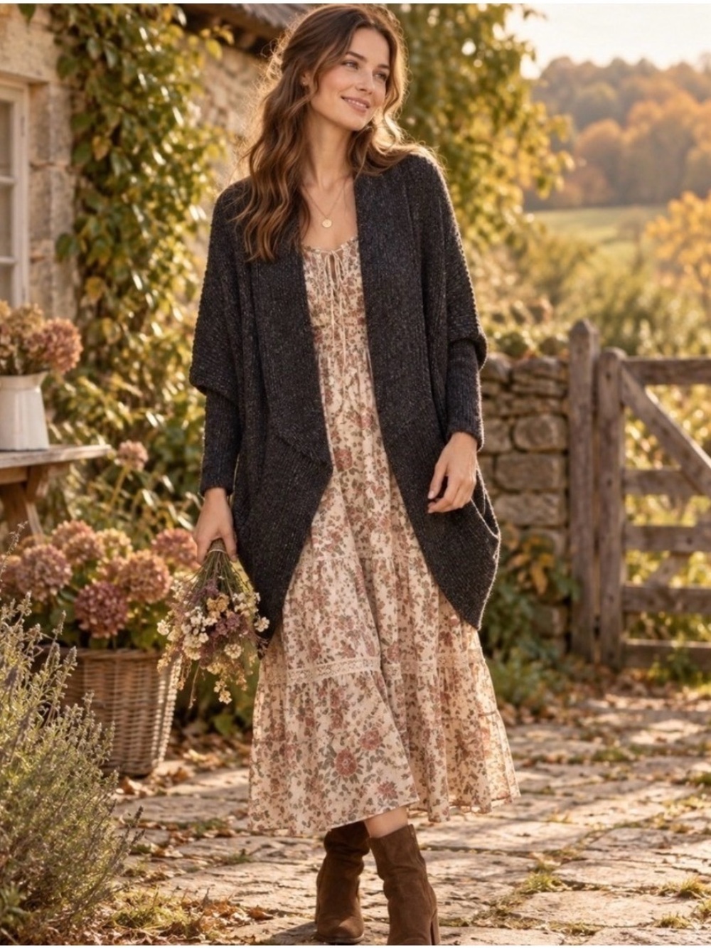 Anthropologie Sleeping on Snow Primula Cocoon Charcoal Knit Cardigan Sweater XS